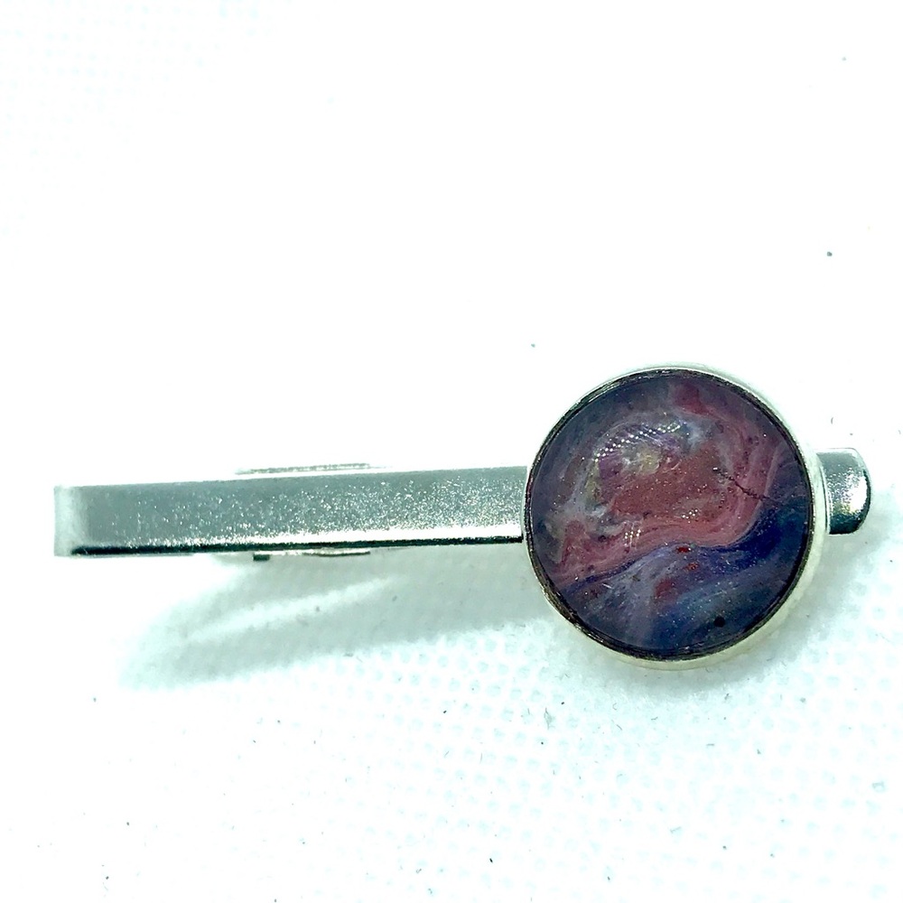 Tie clip pin silver plated 16mm handcrafted dome